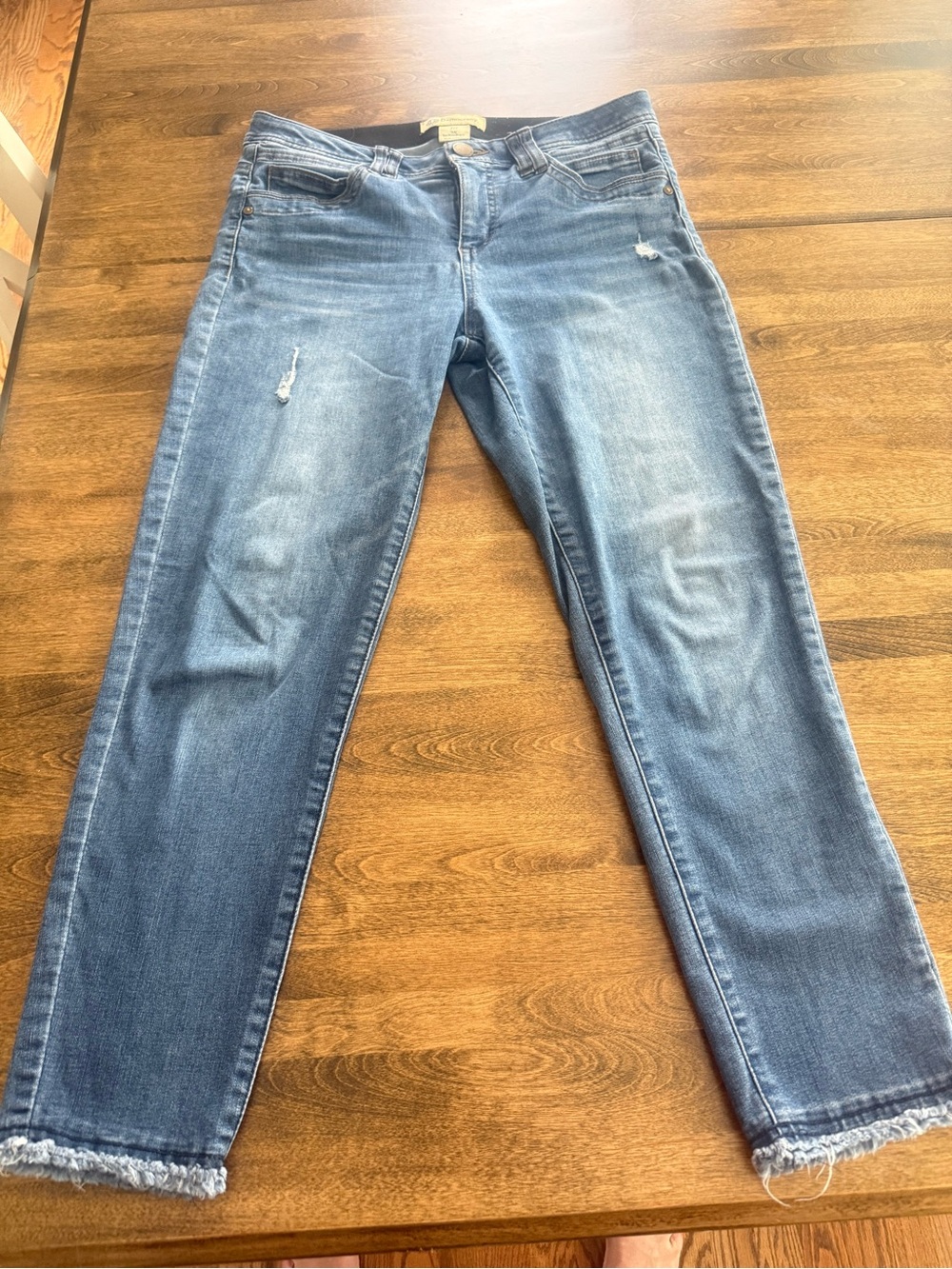 Democracy Light Blue Ankle Crop Distressed Jeans
